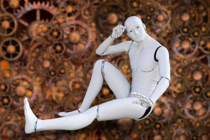 Robot in a futuristic setting